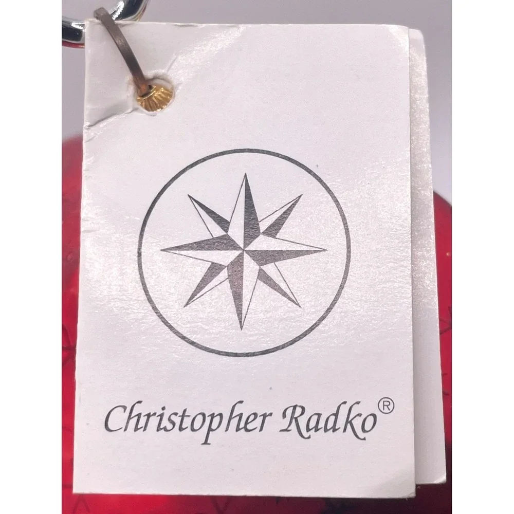 Christopher Radko JOLLY‎ ELF Ornament Santa Red Hooded Face star 6